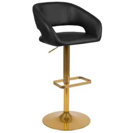 Merrick Lane Modern Bar Stool Rounded Mid-Back Stool With Height Adjustable Swivel Seat image {21}