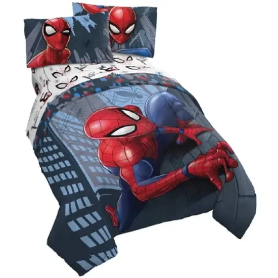 Full Spider-Man Crawl Reversible Kids' Bed in a Bag: Marvel Comforter Set with Sheets & Pillowcases, Multicolor image {3}