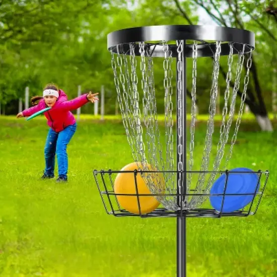 PLAYAPUT Pro 24-Chain Portable Disc Golf Basket Target , Black image {1}