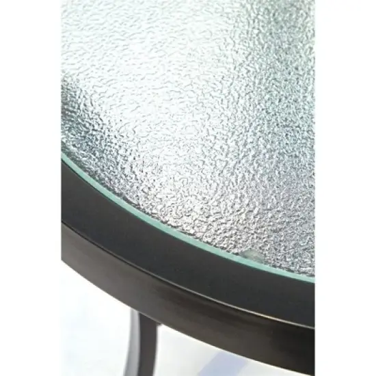 Garden Elements Bellevue Round Aluminum Patio Accent Table with Glass Top, Mocha, 20" image {2}