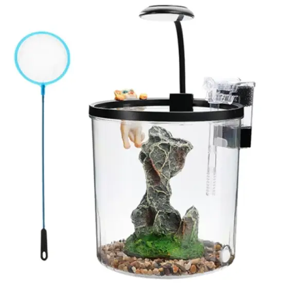 Small Fish Tank, 1.3 Gallon Betta Aquarium Starter Kit with LED Light & Filter - Desktop Mini Aquarium for Betta Fish, Shrimp, Snails image {8}