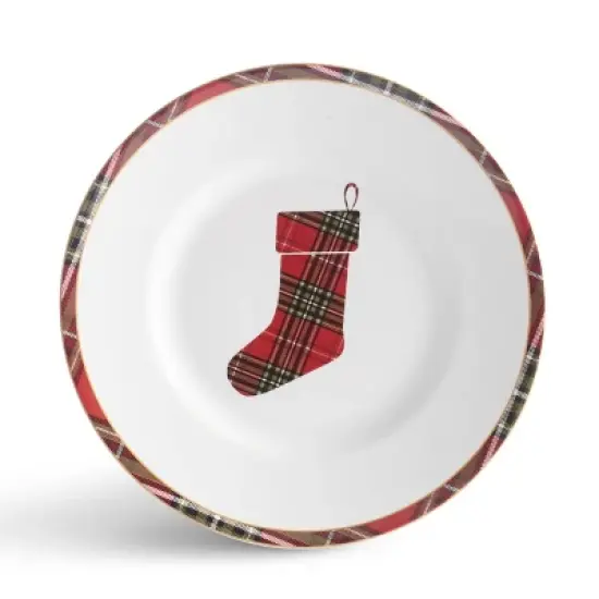 222 Fifth 12pc Wexford Dinnerware Set Red: Holiday & Christmas Dishes, Porcelain, Dishwasher & Microwave Safe image {5}