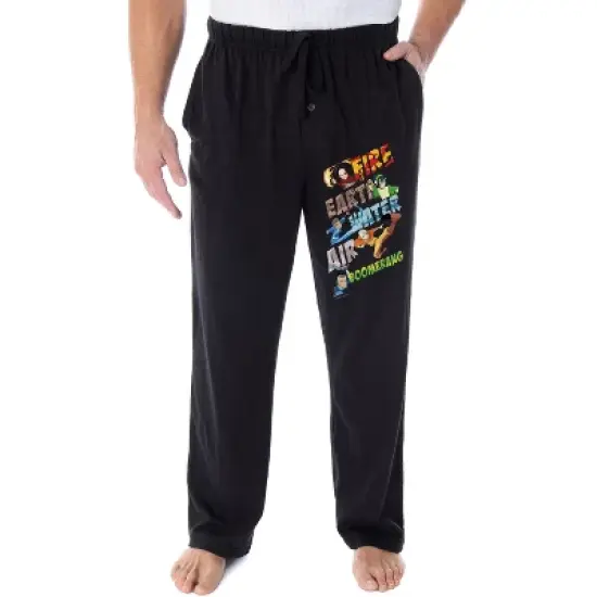 Avatar The Last Airbender Men's Air Fire Earth Water Boomerang Pajama Pants Black image {3}