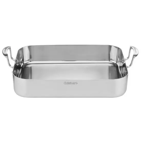 Cuisinart MultiClad Pro 16" Tri-Ply Stainless Steel Roasting Pan & Stainless Rack - MCP117-16BR: Dishwasher-Safe Roaster image {2}