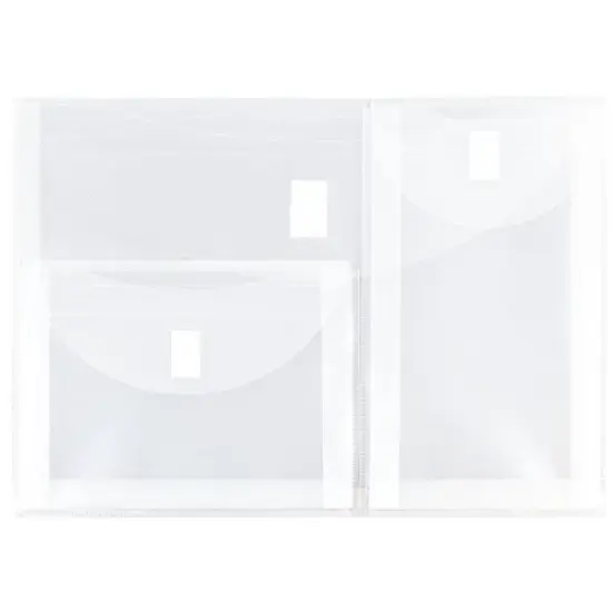JAM Paper 9 3/4'' x 13'' 12pk Plastic 3 Pocket Envelopes with Hook & Loop Closure, Letter Booklet - Clear: Filing Accessories image {4}