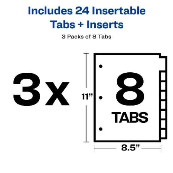 Avery Big Tab Insertable Plastic Dividers, 8 Tabs, 3 Sets of 11901 image {4}