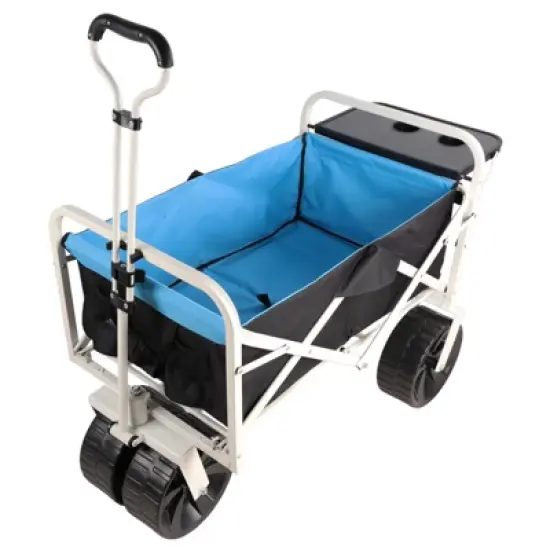 DSVIMOY Portable Folding Beach Wagons with Wheels, Portable Carts with Adjustable Handle, Blue & Black, 46.7"*20"*49.2" image {5}