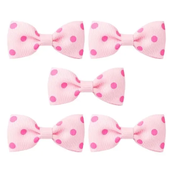 Unique Bargains Cute Dogs Cats Puppies Bows Pink Dog Hair Bows with Dots Pattern Grooming Barrette Clip Accessories 5 Pcs image {8}