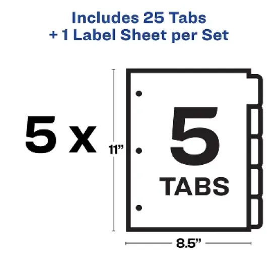 Avery Print & Apply Clear Label Dividers w/White Tabs 5-Tab Letter 5 Sets 11492 image {5}