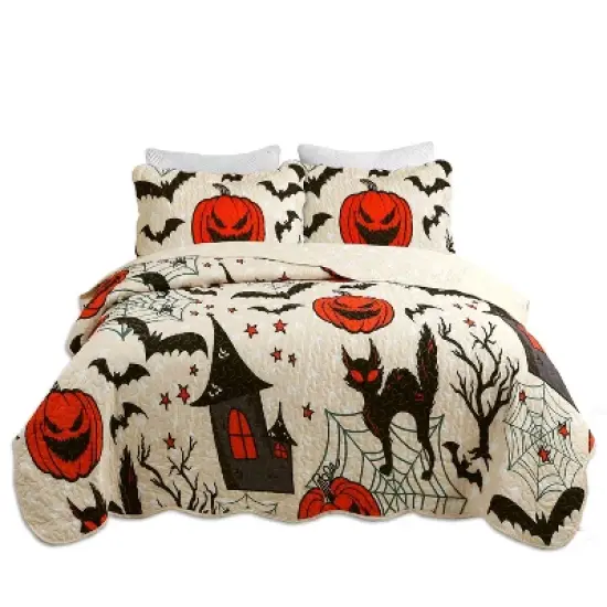 Marcielo Halloween Themed Quilt Bedspread Set image {4}