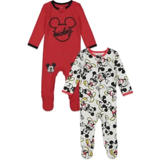Disney Mickey Mouse Baby 2 Pack Zip Up Sleep N' Play Coveralls Newborn to Infant  image {5}
