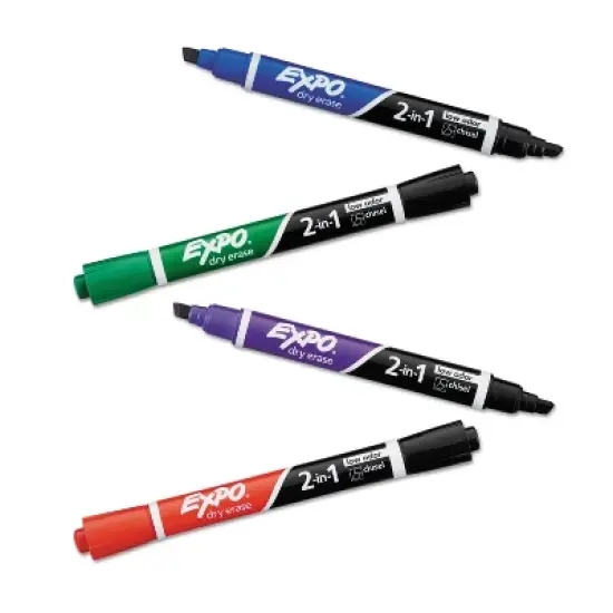 EXPO 2-in-1 Dry Erase Markers 5 Assorted Colors Medium 4/Pack 1944655 image {4}