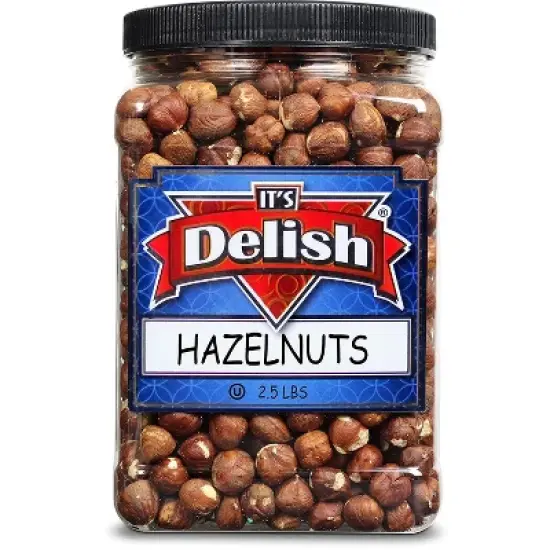 Raw Hazelnuts Shelled by It's Delish, 2.5 lbs Jumbo Container jar image {2}