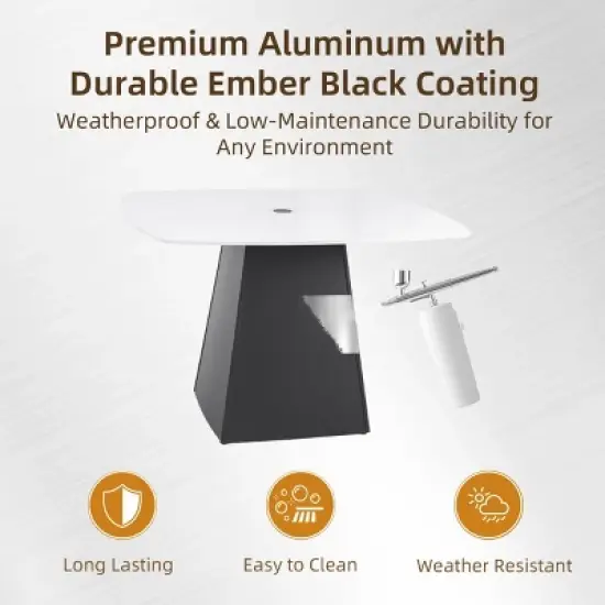 44" Outdoor 4 Seater Dining Table, Modern Patio Table with Square Sintered Stone Top and Aluminum Frame, Ideal for Balcony or Garden &ndash; Cuddlewood image {4}