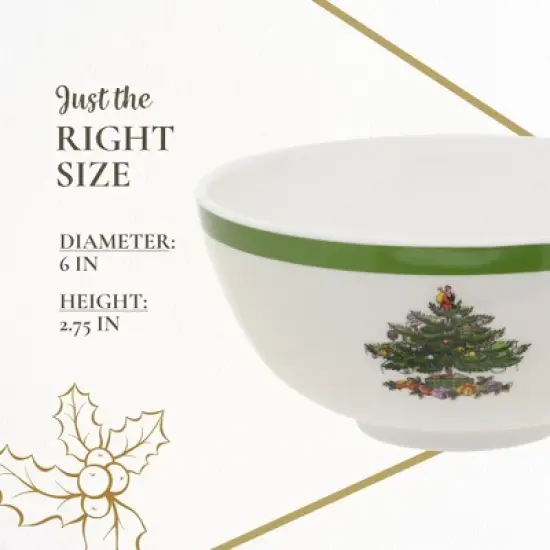 Spode Christmas Tree 6-Inch Melamine Bowls - Set of 4 Festive Bowls for Soup, Dessert, Holiday Dishes - Durable, Dishwasher Safe - Versatile Tableware image {6}