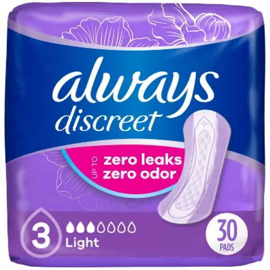 Always Discreet Incontinence & Postpartum Incontinence Pads - Light Absorbency - 30ct image {11}