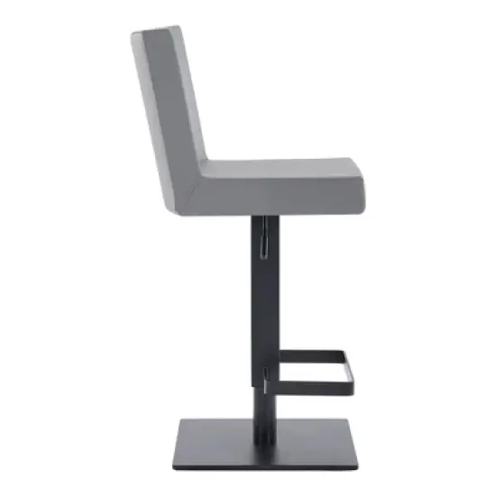 Legacy Adjustable Faux Leather Metal Swivel Barstool Gray/Black - Armen Living image {2}