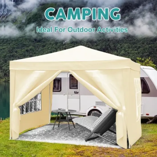 10&times;10 FT Gazebo, Portable Folding Canopy with Removable Sidewalls, UV-Resistant Gazebo, Gazebo with Weight Bag and Carry Bag-Coolbibila image {7}