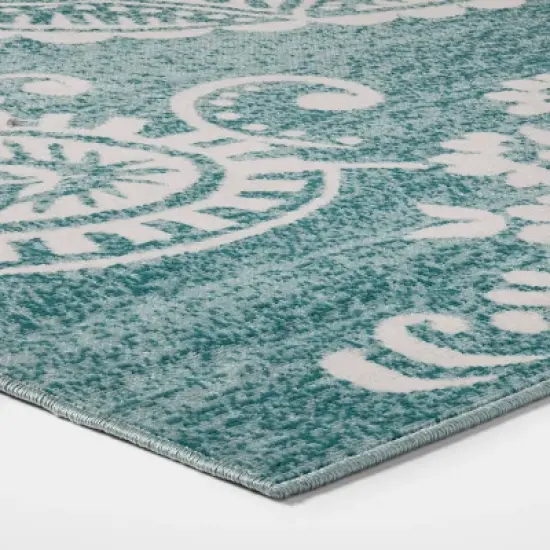 Vintage Medallion Outdoor Rug Turquoise - Opalhouse image {1}
