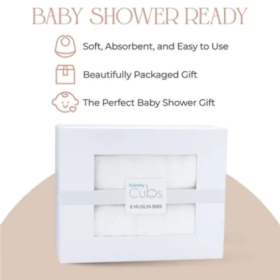 Muslin Cotton Baby Bibs, 8 Pack, Adjustable Size with Easy Snaps, Soft and Super Absorbent, Washable and Reusable By Comfy Cubs image {4}