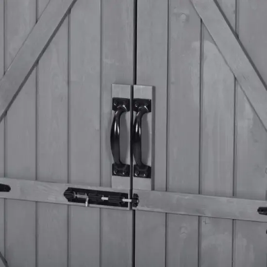 5.8ftx3ft Outdoor Wood Lean-to Storage Shed Tool Organizer with Waterproof Asphalt Roof, Lockable Doors, 3-tier Shelves-ModernLuxe image {11}