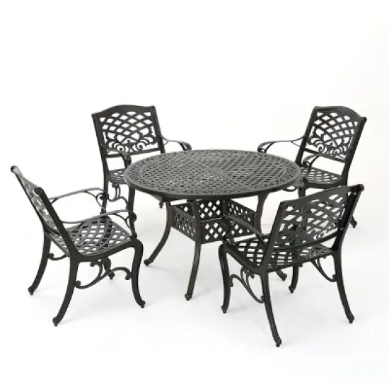 Christopher Knight Home Windley Outdoor Aluminum 5 Piece Expandable Dining Set image {1}