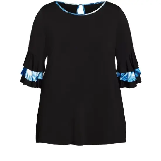 Women's Plus Size Gabby Bell Sleeve Tunic - black | AVENUE STUDIO image {2}
