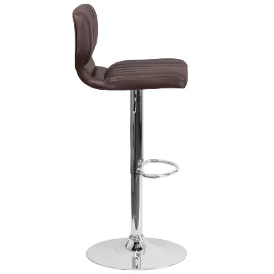 Emma and Oliver Vertical Stitch Back Swivel Adjustable Height Barstool image {7}