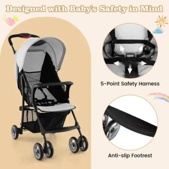 Safstar Foldable Lightweight Baby Stroller Kids Travel Pushchair 5-Point Safety System image {8}