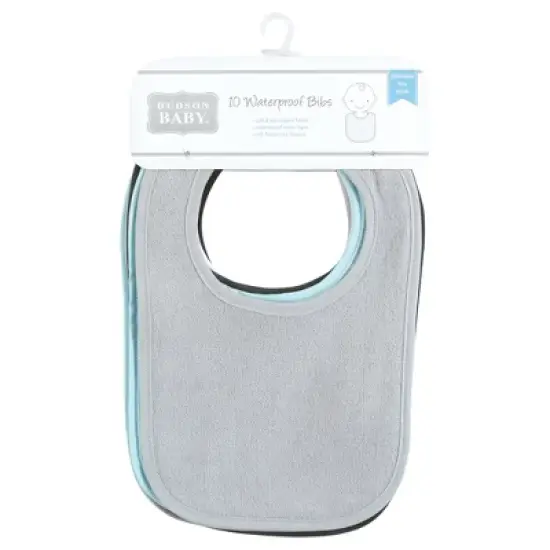 Hudson Baby Drooler Bib with Waterproof Lining, Gray Orange, One Size image {1}