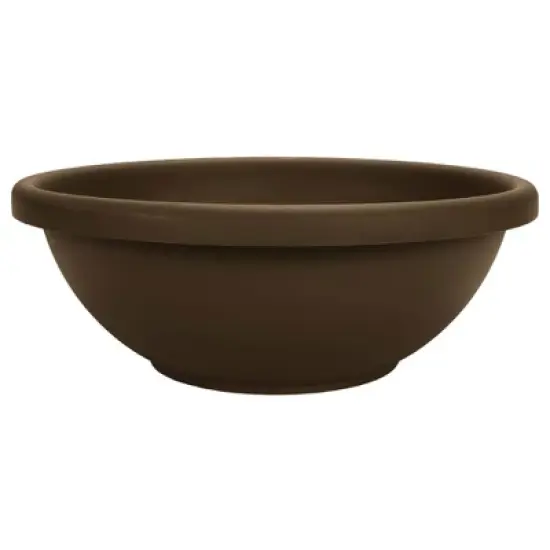 The HC Companies 18 Inch Sun Fade and Crack Withstanding Leakproof Plastic Plain Semi Circular Garden Bowl Planter, Chocolate Brown (4 Pack) image {1}