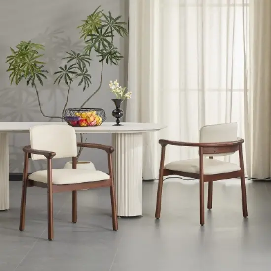 Christopher Knight Home Contemporary Jessica Rubberwood Faux Leather Upholstered Dining Chairs (Set of 2) image {1}