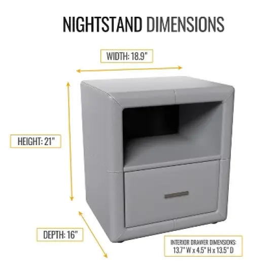 Reunion Faux Leather Upholstered Nightstand - Eco Dream image {4}