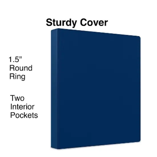 Staples Simply 1.5-Inch Round 3-Ring Non-View Binder Navy (26580) 26580-CC image {1}
