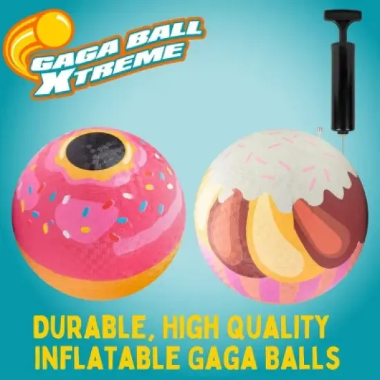 Dessert Themed Gaga Ball Playground Balls (8.5 inches) w Air Pump- Durable Rubber Fun Pack for Recess, Kickball, Gagaball Official Play & School image {1}