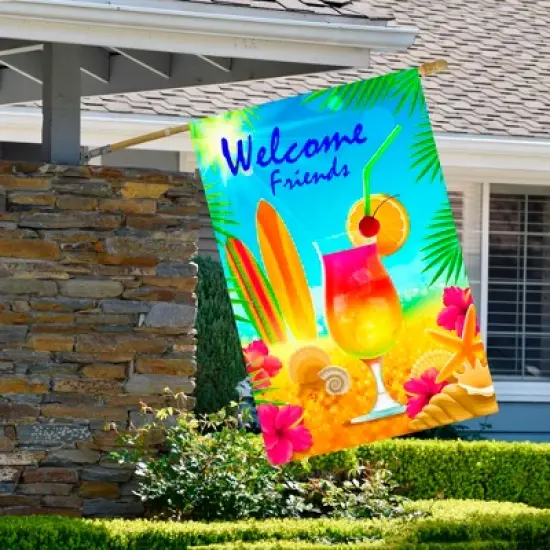 Northlight Tropical Welcome Friends Outdoor House Flag 28" x 40" image {2}
