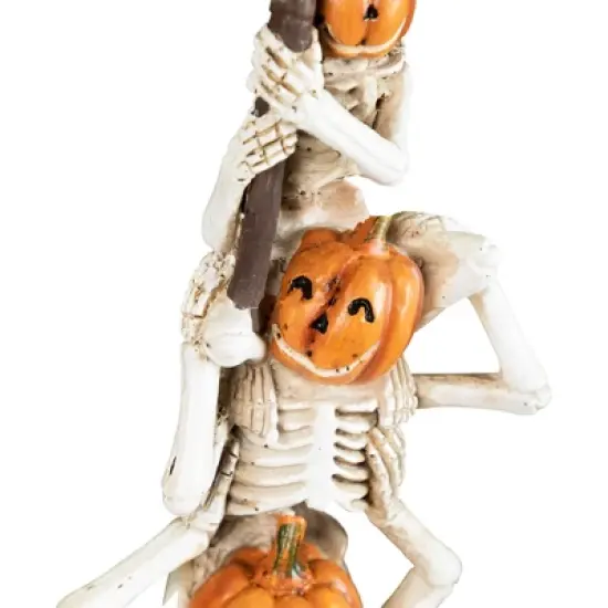 Northlight Trio of Stacked Trick or Treat Jack-O-Lantern Skeletons Halloween Decoration - 12.25" image {5}