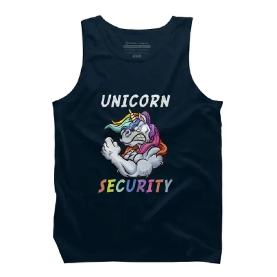 Men's Design By Humans Halloween Dad Mom Daughter Adult Costume - Unicorn Security By MINHMINH Tank Top image {6}