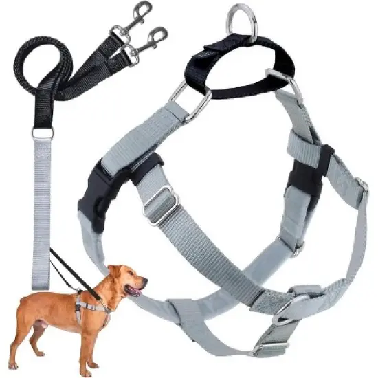 2 Hounds Design Freedom No Pull Adjustable Dog Harness and Leash Set | Comfortable Control for Easy Walking | Made in USA | 5/8" SM Silver image {5}