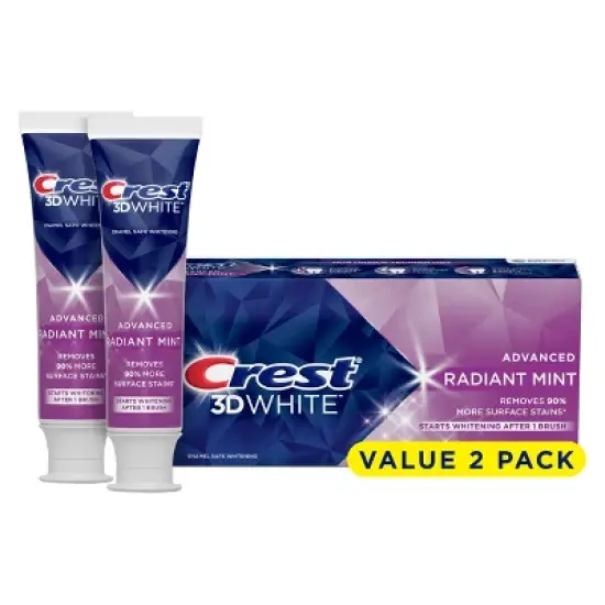 Crest 3D White Advanced Teeth Whitening Toothpaste, Radiant Mint image {9}