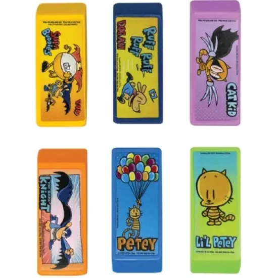 Dog Man Theme Beveled Erasers (6 Pack) - Featuring Your Favorite Characters image {1}