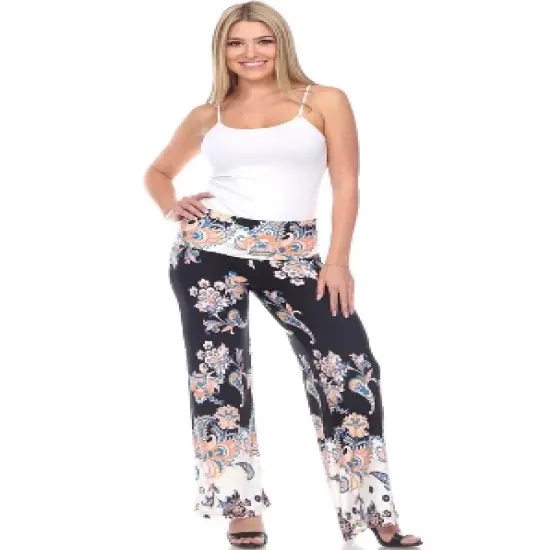 Women's Floral Paisley Printed Palazzo Pants - White Mark image {3}
