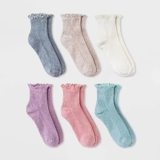 Women's Lettuce Edge 6pk Ankle Socks - A New Day&trade; 4-10 image {5}
