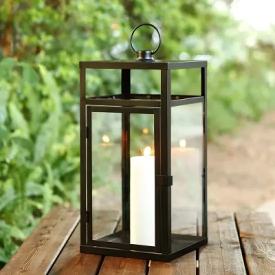 Fraleigh 20" Indoor/Outdoor Lantern - Black - PLT4074 - Safavieh image {1}
