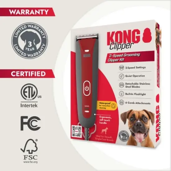 KONG 2-Speed 8' Cord with LED Light, Blade and Combs Dog Hair Clipper Kit - 10pc image {7}