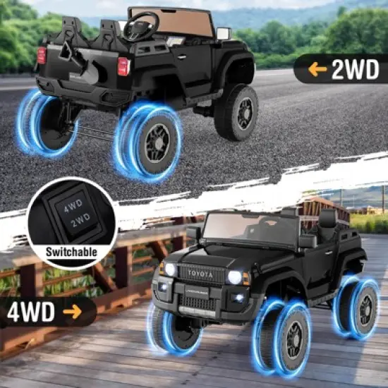 Costway 24V 2 Seater Ride on Car for Kids Licensed Toyota LC250 Ride on Truck with Remote Black/Gray/Navy/Pink/Red image {7}