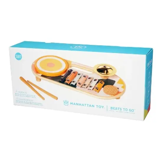 Manhattan Toy Beats to Go Wooden Toddler and Preschool Musical Learning Toy Xylophone, Drum, Cymbal and Washboard image {2}
