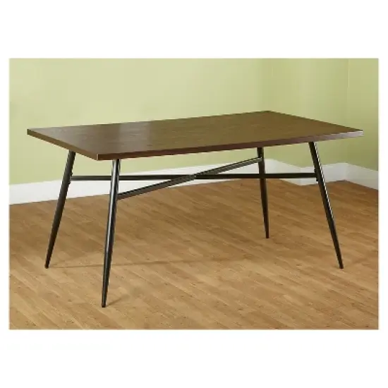 Milo Rectangular Wood with Metal Frame Dining Table Black/Espresso Brown - Buylateral image {1}