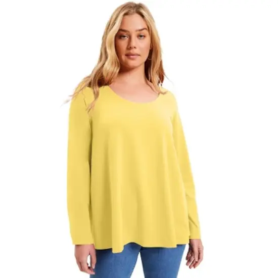 June + Vie by Roaman's Women&rsquo;s Plus Size Long-Sleeve Swing One + Only Tee image {10}