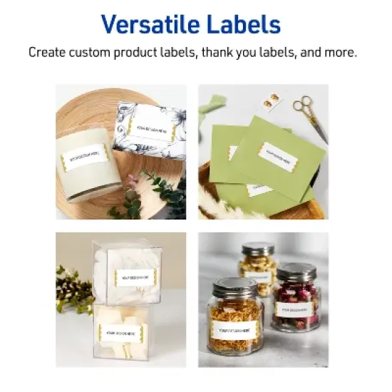 Avery&reg; Labels, 1" x 2-5/8", Gold Dots Edge, Matte White, 160ct image {5}